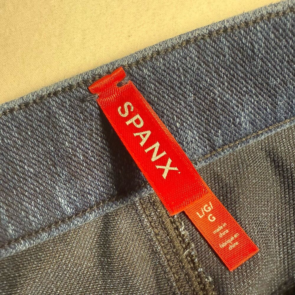 SPANX Women’s Jean-ish Ankle Leggings Large Dark Blue Wash Stretch - Picture 3 of 5